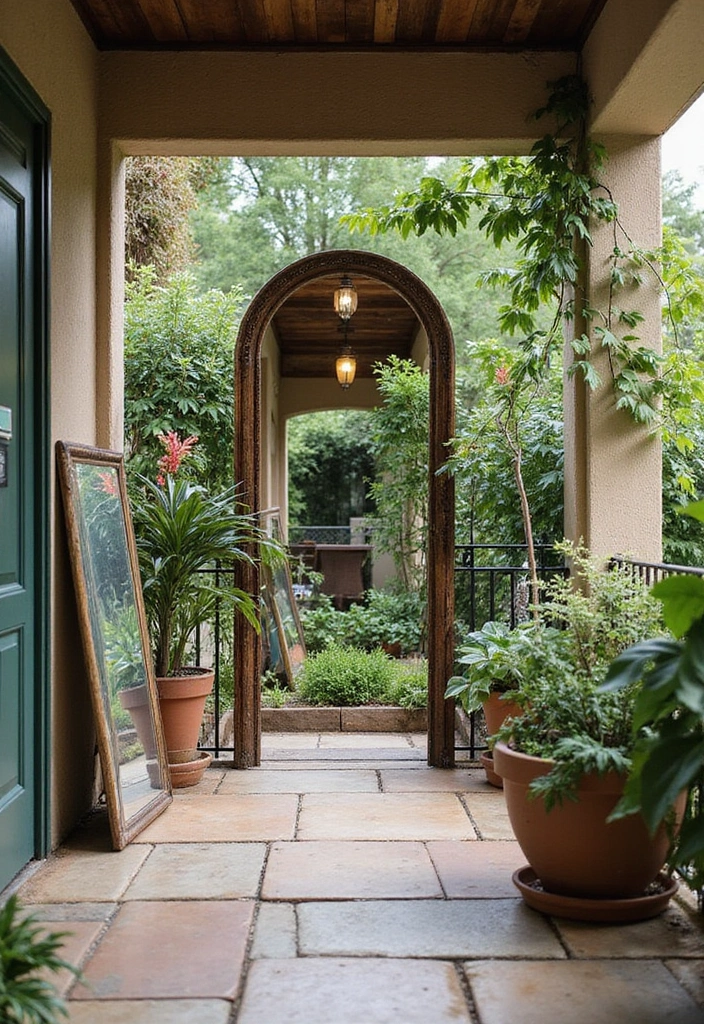29 Front Patio Ideas That Boost Curb Appeal 21. Reflective Surfaces