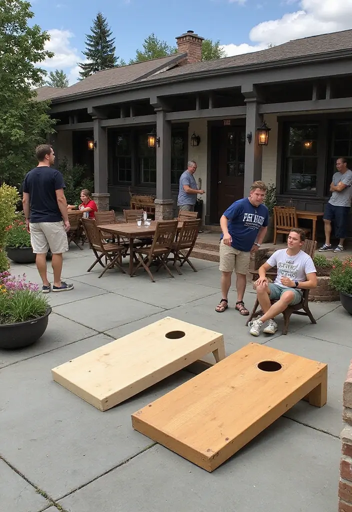 29 Front Patio Ideas That Boost Curb Appeal 24. Fun Outdoor Games