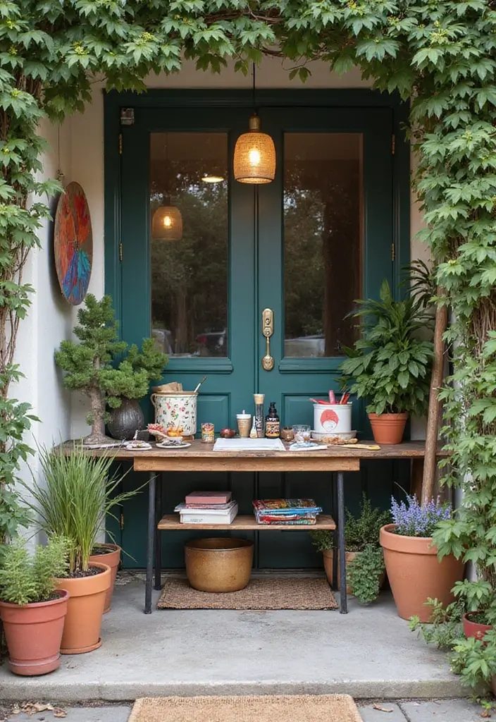 29 Front Patio Ideas That Boost Curb Appeal 25. Decorative Workshop Space