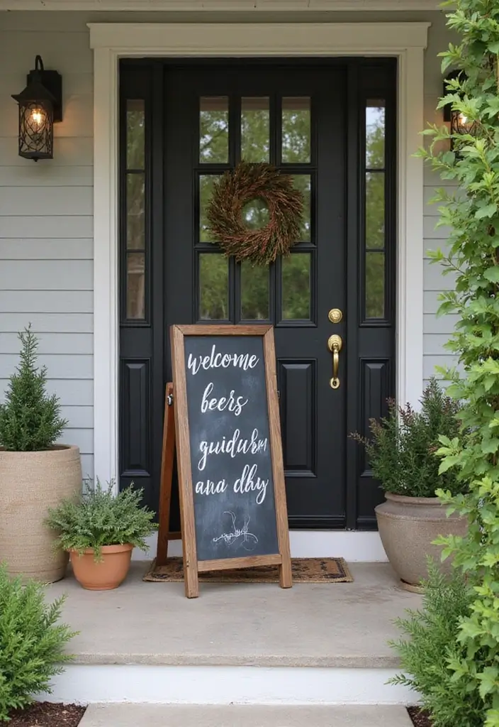 29 Front Patio Ideas That Boost Curb Appeal 29. Personalized Welcome Signs