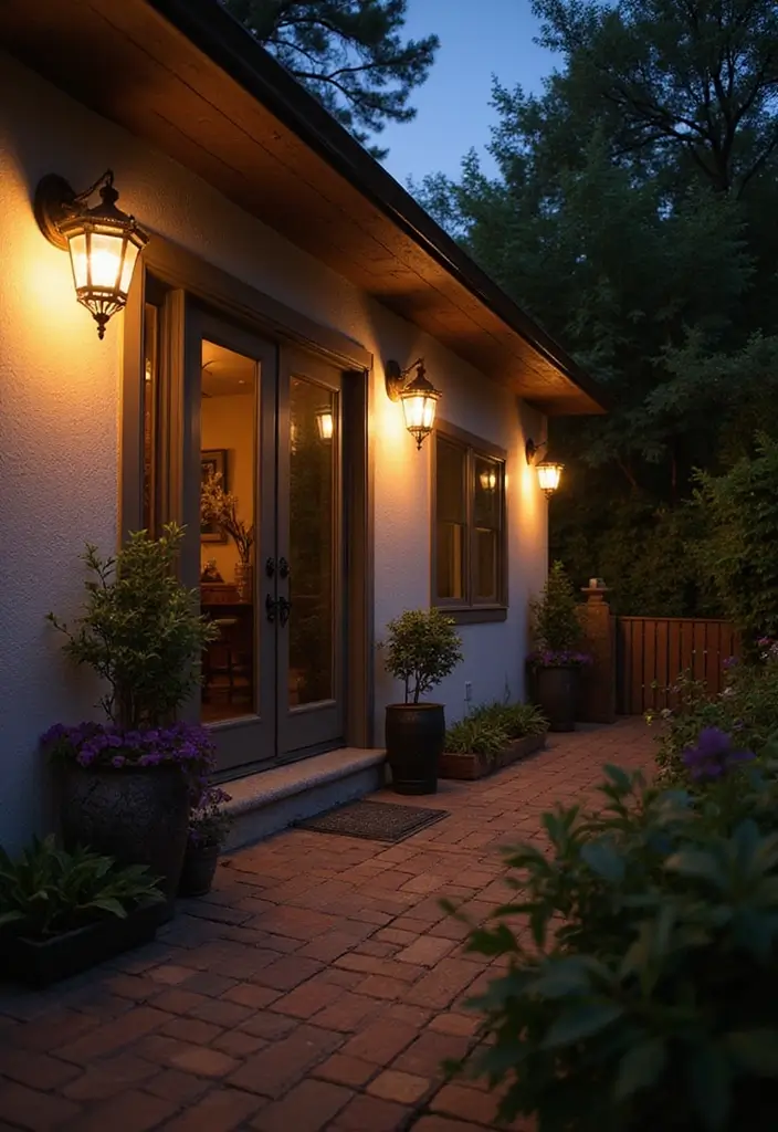 29 Front Patio Ideas That Boost Curb Appeal 7. Wall Mounted Lanterns