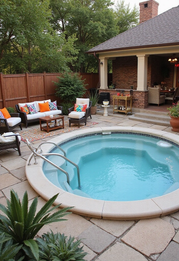29 Hot Tub Patio Setups That Feel Like a Private Spa 12. Chic Lounge Area