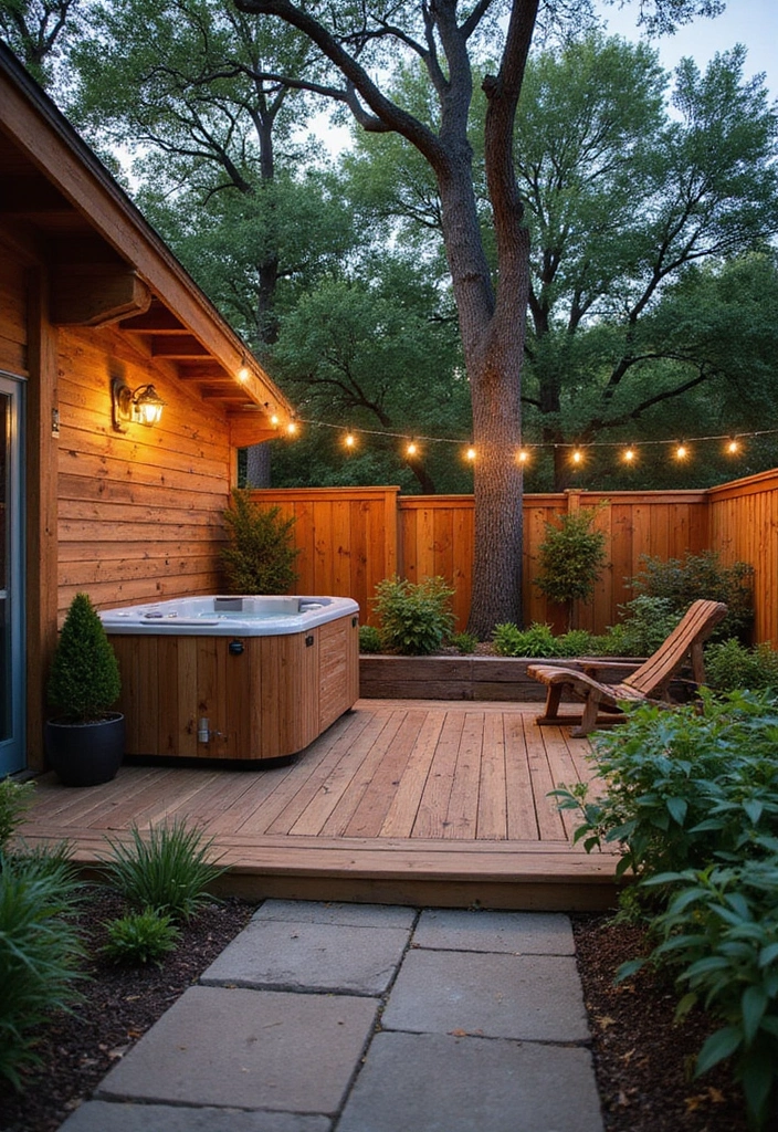 29 Hot Tub Patio Setups That Feel Like a Private Spa 15. Eco Friendly Oasis