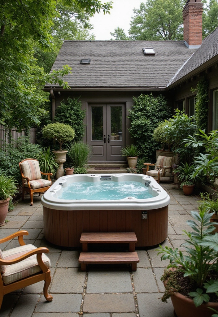29 Hot Tub Patio Setups That Feel Like a Private Spa 19. Classic Victorian Charm