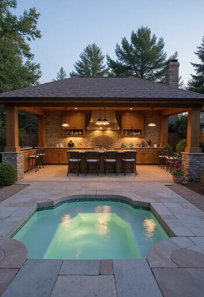 29 Hot Tub Patio Setups That Feel Like a Private Spa 20. Gourmet BBQ Zone