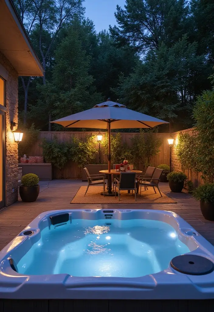 29 Hot Tub Patio Setups That Feel Like a Private Spa 25. Smart Technology Integration