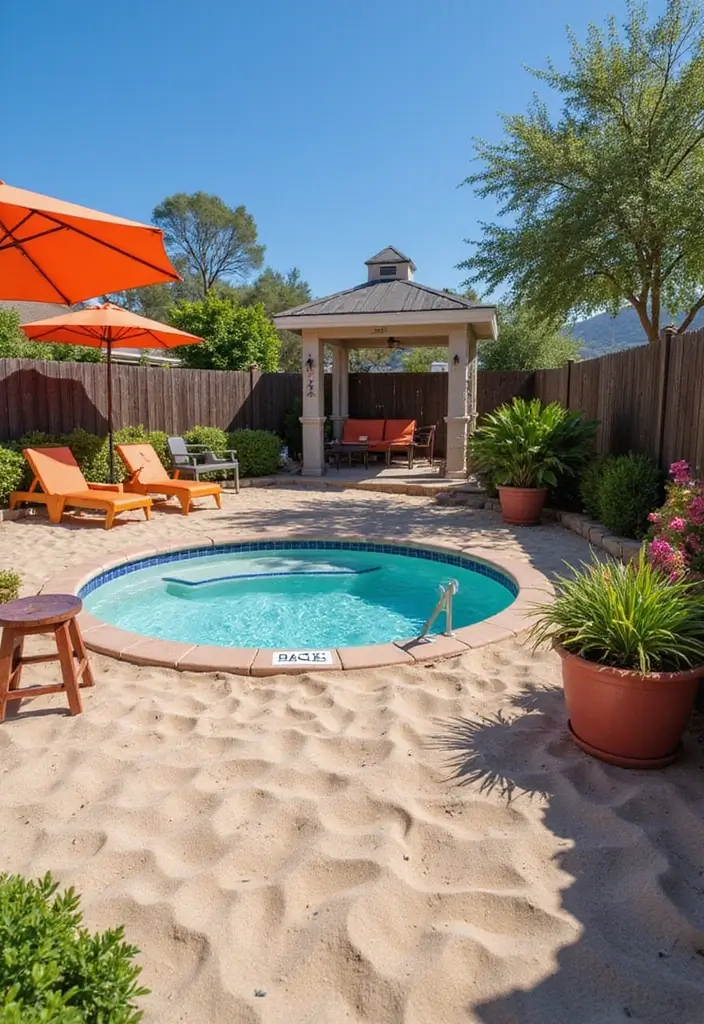 29 Hot Tub Patio Setups That Feel Like a Private Spa 26. Beachy Vibes