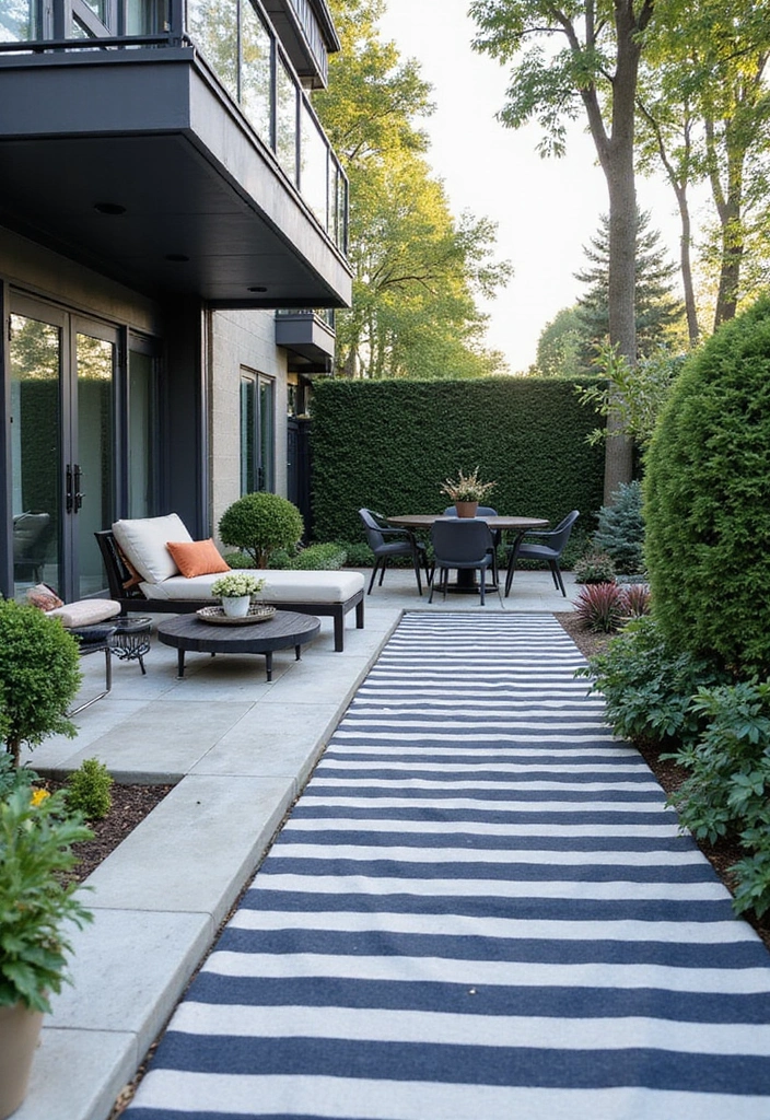29 Painted Patio Designs That Instantly Transform the Space 12. Striped Elegance