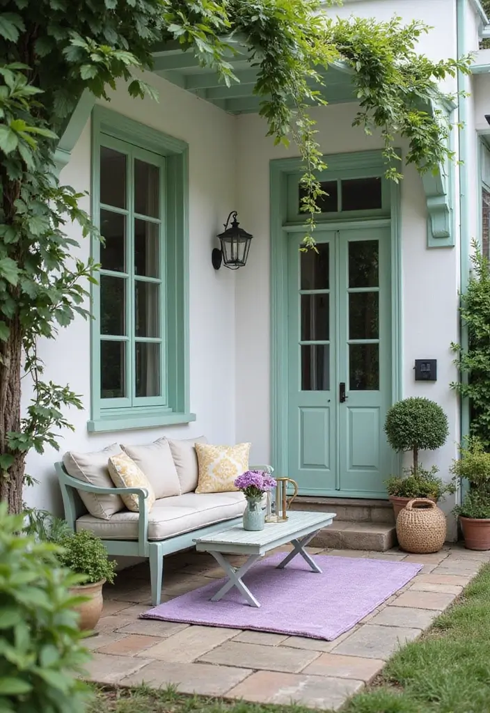 29 Painted Patio Designs That Instantly Transform the Space 2. Soft Pastels for a Relaxing Retreat