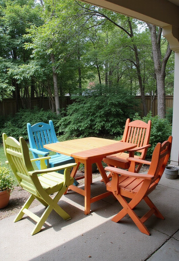 29 Painted Patio Designs That Instantly Transform the Space 21. Upcycle with Painted Furniture