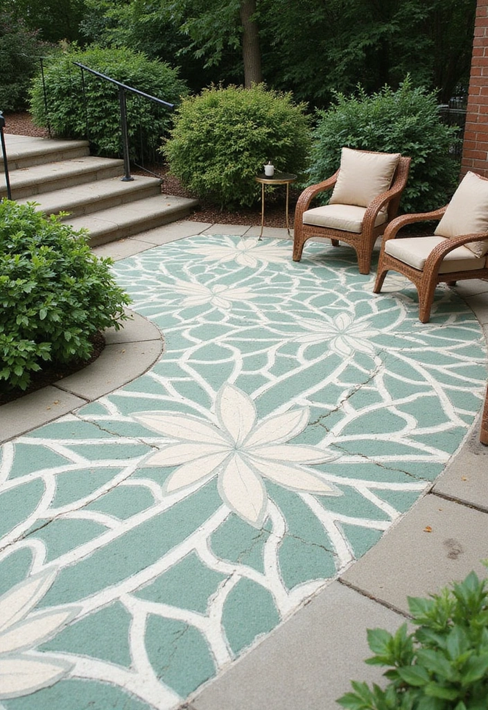 29 Painted Patio Designs That Instantly Transform the Space 28. Patterns Inspired by Nature