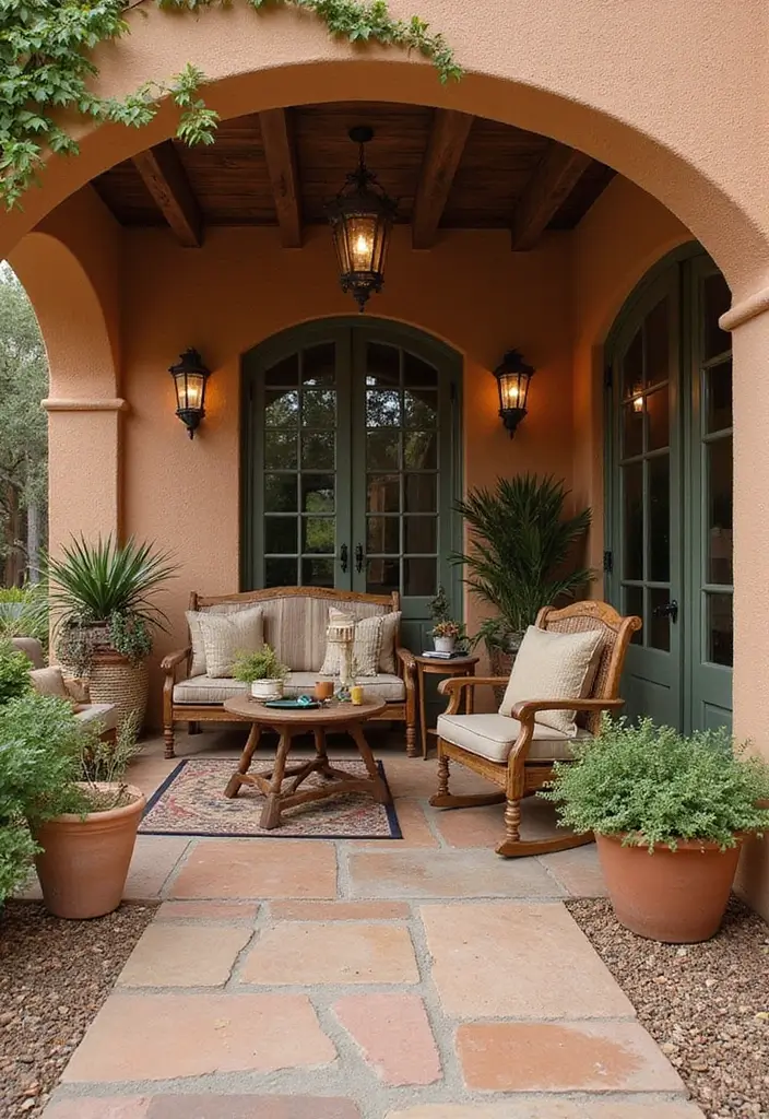29 Painted Patio Designs That Instantly Transform the Space 4. Rustic Charm with Earthy Tones