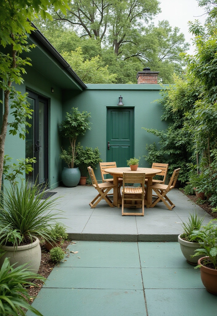 29 Painted Patio Designs That Instantly Transform the Space 6. Nature Inspired Greens