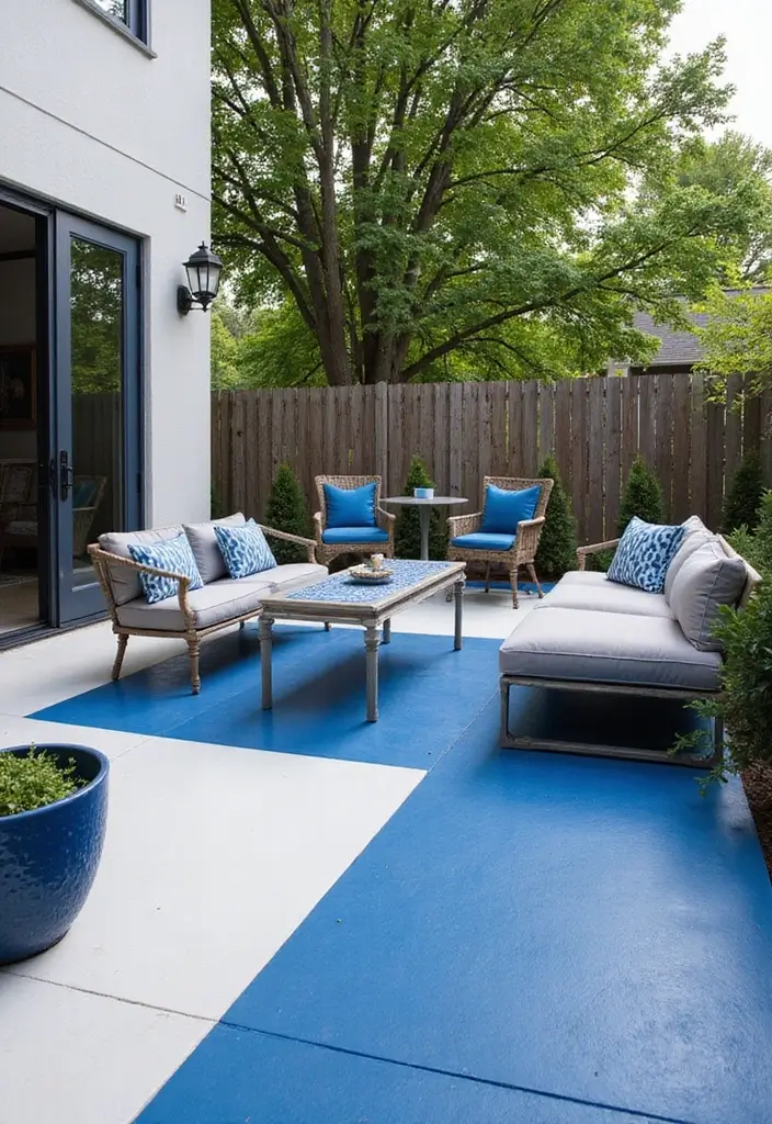 29 Painted Patio Designs That Instantly Transform the Space 7. Bold Two Tone Designs