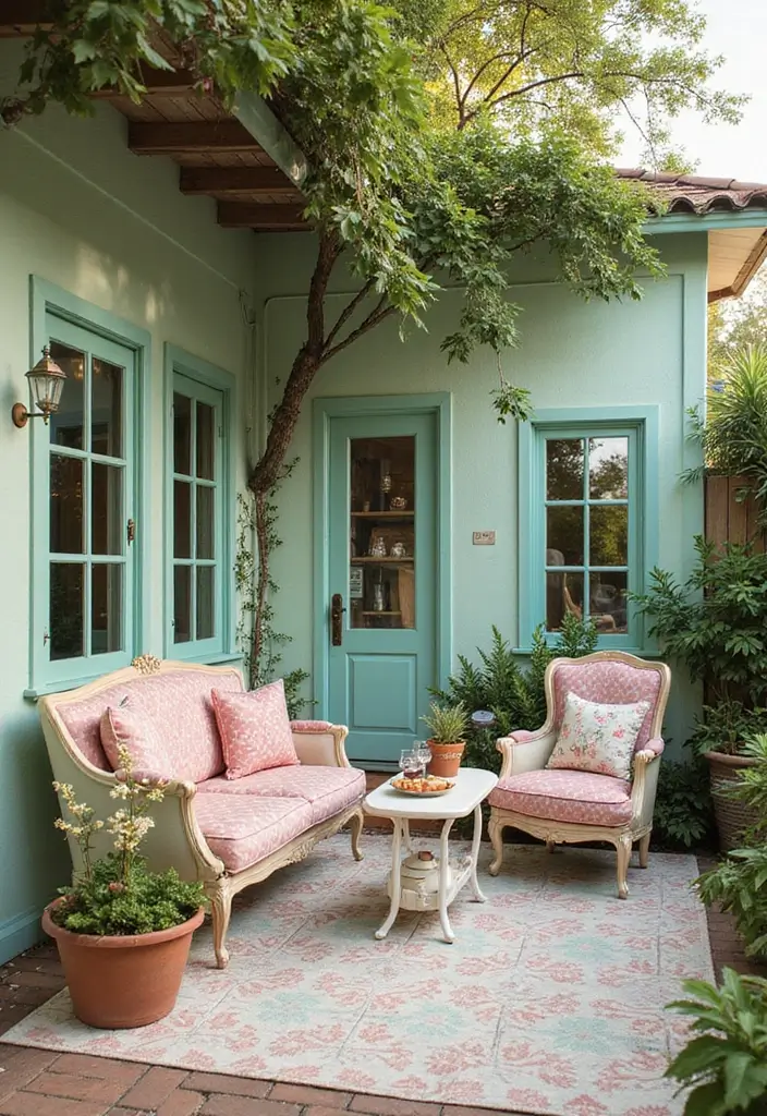 29 Painted Patio Designs That Instantly Transform the Space 8. Vintage Patterns for Nostalgic Appeal