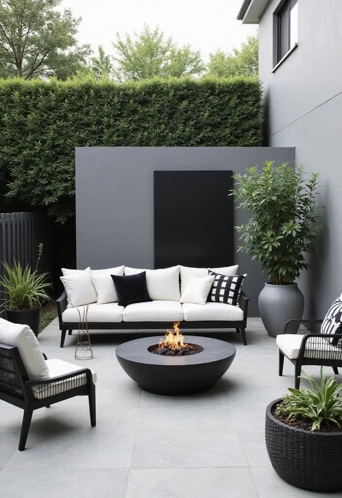 29 Patio Seating Area Layouts That Feel Welcoming 2 29 Patio Seating Area Layouts That Feel Welcoming 2. Minimalist Monochrome Lounge