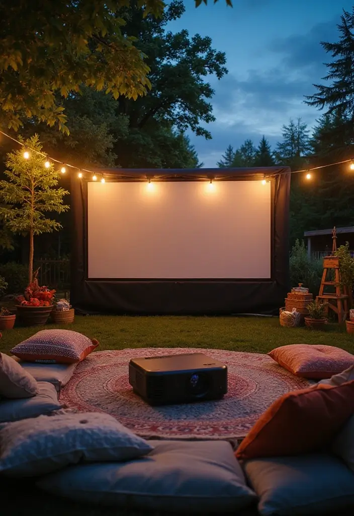 29 Patio Seating Area Layouts That Feel Welcoming 22 29 Patio Seating Area Layouts That Feel Welcoming 22. Outdoor Movie Night Setup