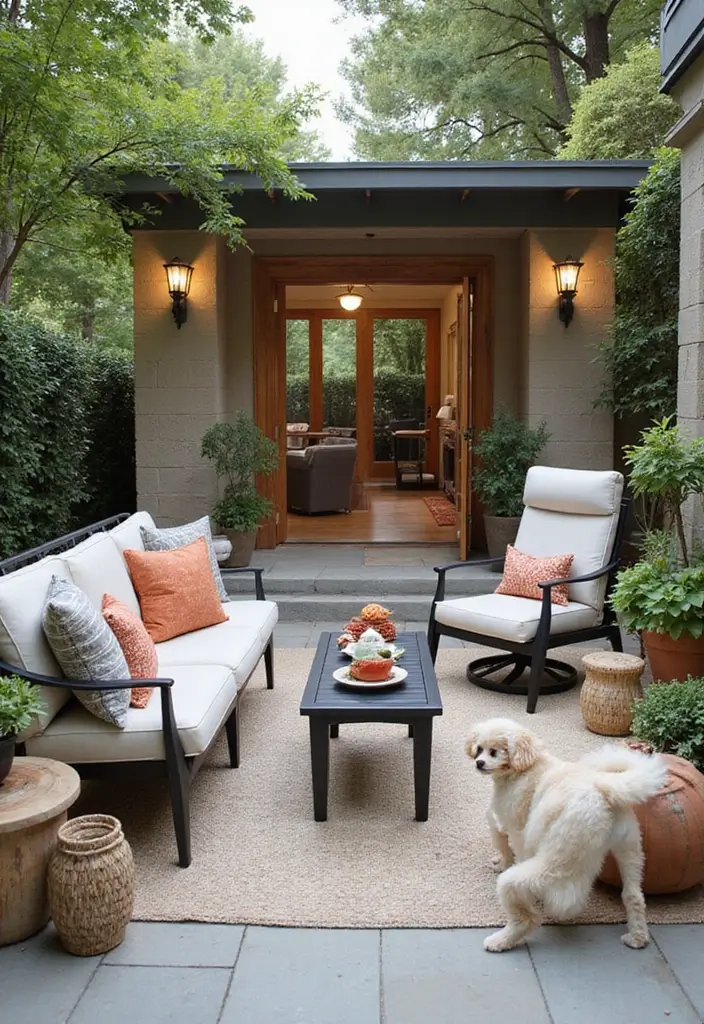 29 Patio Seating Area Layouts That Feel Welcoming 24 29 Patio Seating Area Layouts That Feel Welcoming 24. Adorable Pet Friendly Space