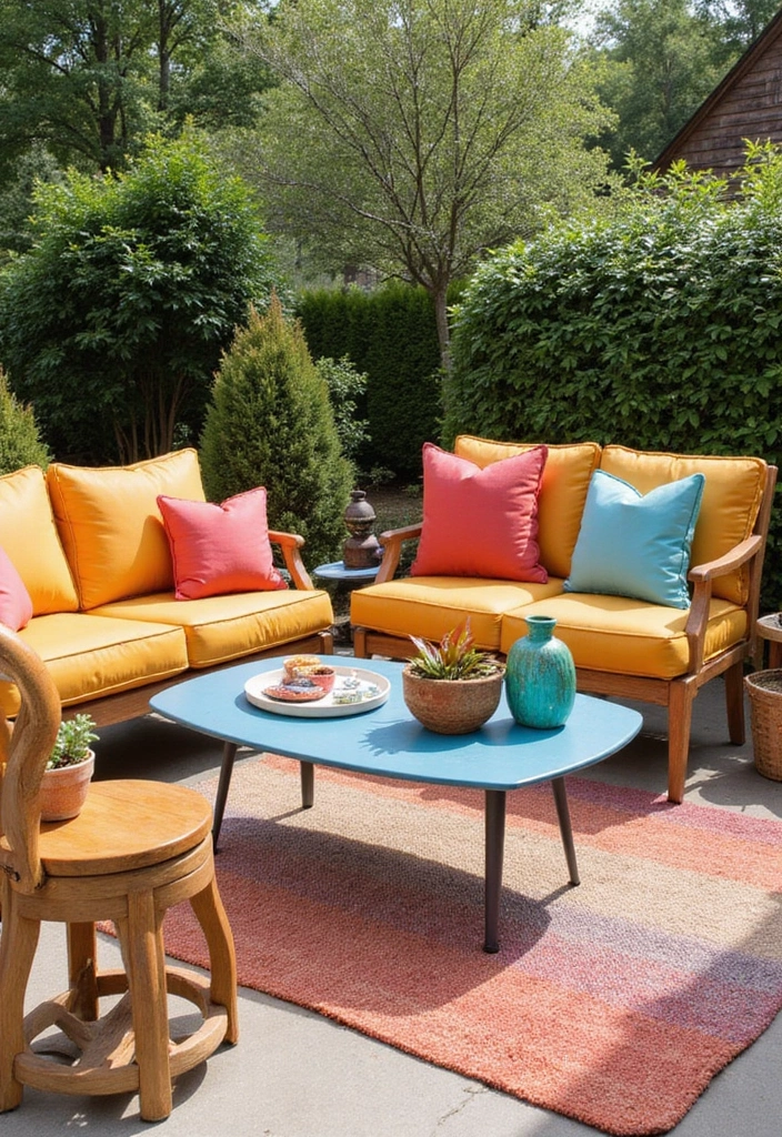 29 Patio Seating Area Layouts That Feel Welcoming 28 29 Patio Seating Area Layouts That Feel Welcoming 28. Color Blocked Furniture Arrangement