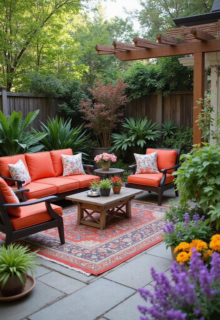 29 Patio Seating Area Layouts That Feel Welcoming 8 29 Patio Seating Area Layouts That Feel Welcoming 8. Colorful Patio Corner