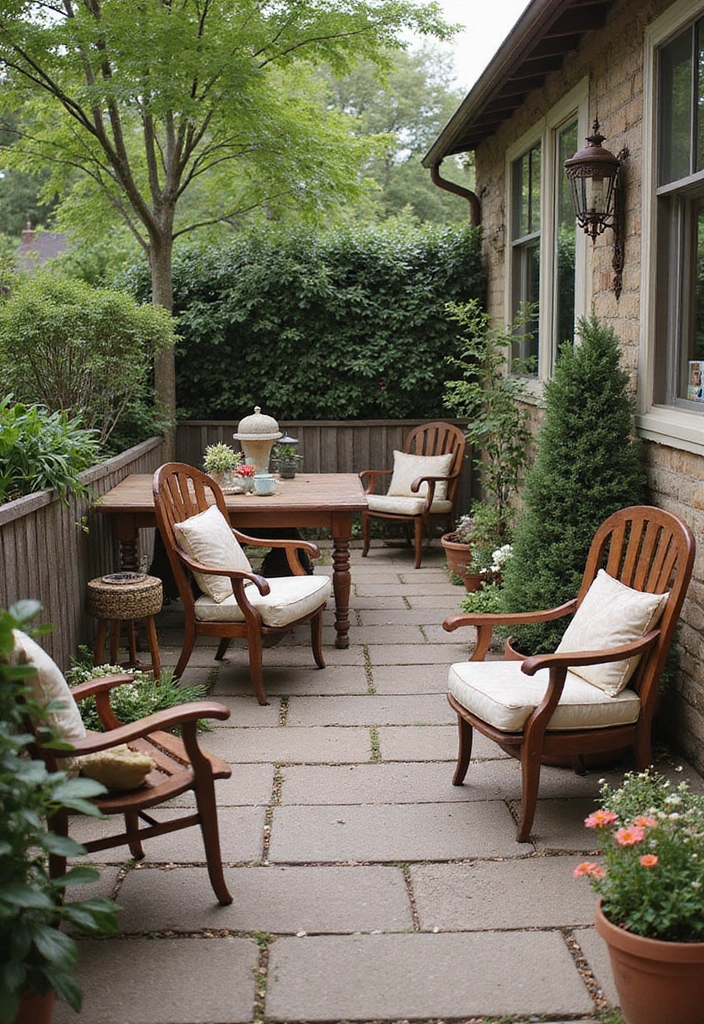29 Patio Seating Area Layouts That Feel Welcoming 9 29 Patio Seating Area Layouts That Feel Welcoming 9. Vintage Touches in Modern Space