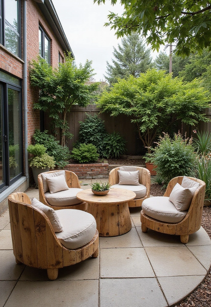 29 Round Patio Ideas That Feel Unique and Inviting 15 29 Round Patio Ideas That Feel Unique and Inviting 15. Eco Conscious Furniture on Round Patios