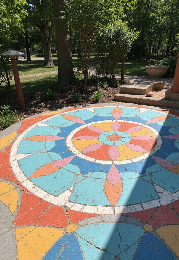 29 Round Patio Ideas That Feel Unique and Inviting 16 29 Round Patio Ideas That Feel Unique and Inviting 16. Artistic Flooring in Round Patios