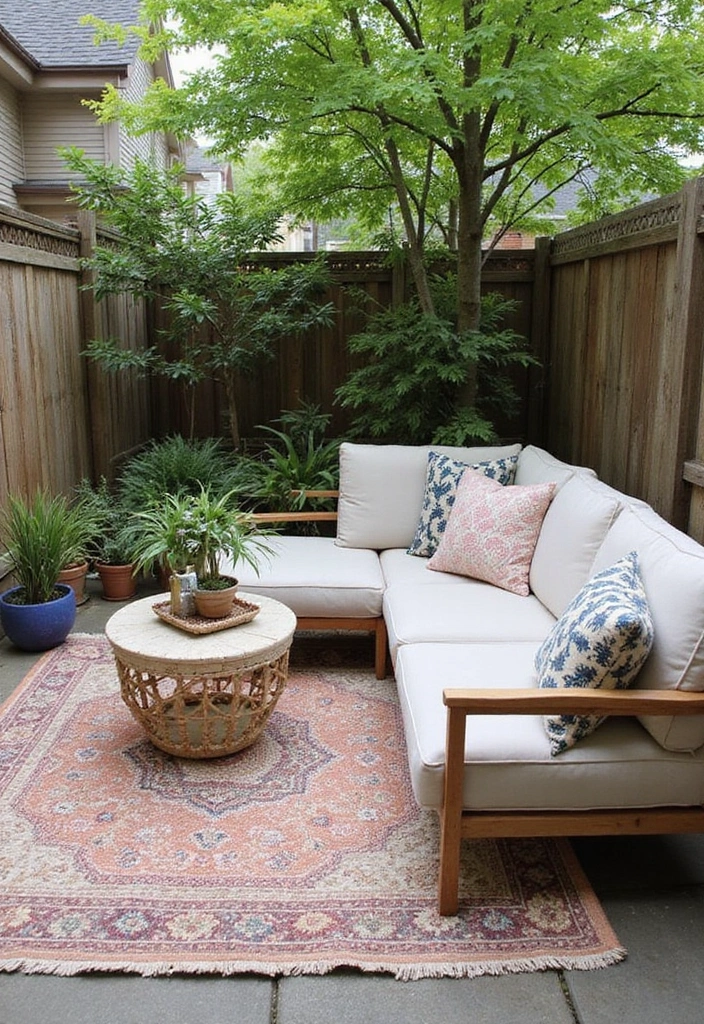 29 Small Patio Ideas That Make Tiny Spaces Feel Bigger 11 29 Small Patio Ideas That Make Tiny Spaces Feel Bigger 11. Rugs to Define Spaces