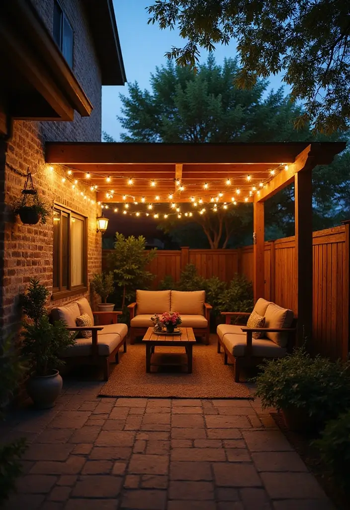 29 Small Patio Ideas That Make Tiny Spaces Feel Bigger 6 29 Small Patio Ideas That Make Tiny Spaces Feel Bigger 6. Hanging Lights for Magical Evenings