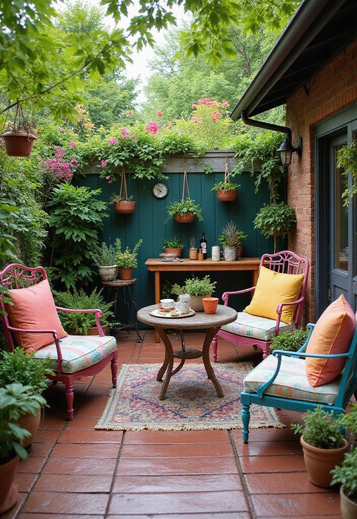 29 Small Yard Patio Ideas That Make the Most of Space 16. Colorful Accents