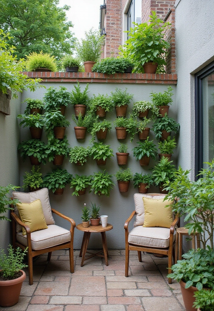 29 Small Yard Patio Ideas That Make the Most of Space 19. Vertical Herb Garden