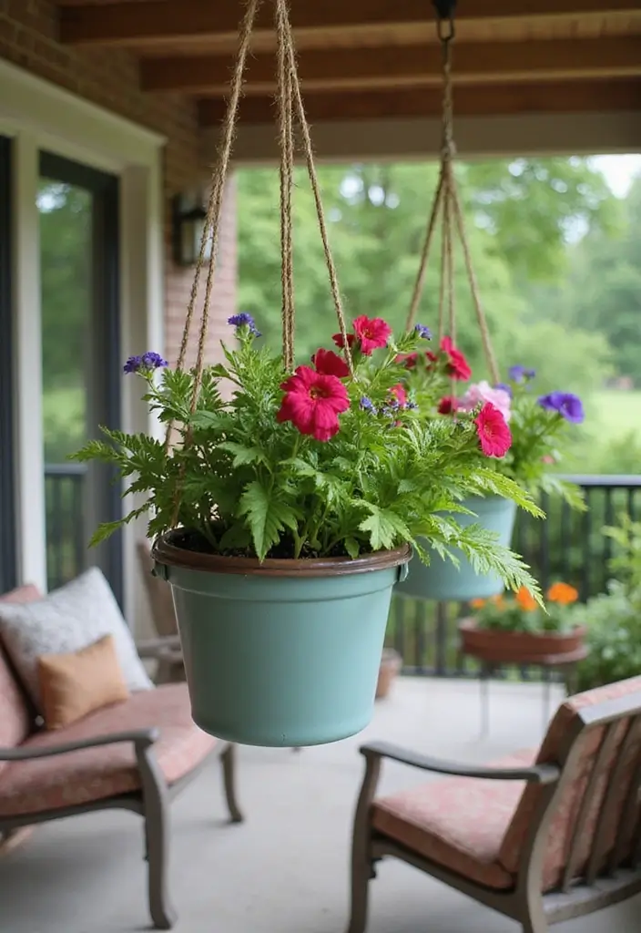 29 Small Yard Patio Ideas That Make the Most of Space 2. Hanging Planters