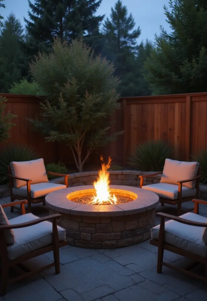 29 Small Yard Patio Ideas That Make the Most of Space 6. Compact Fire Pit