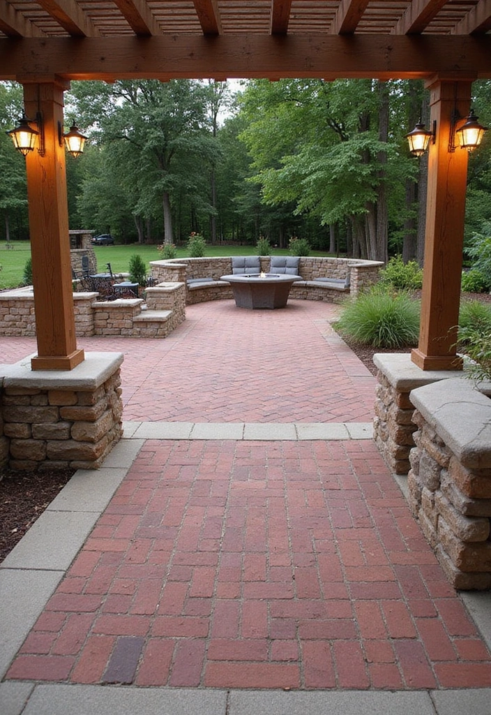 30 Brick Patio Designs That Blend Rustic and Elegant 1. Classic Herringbone Pattern