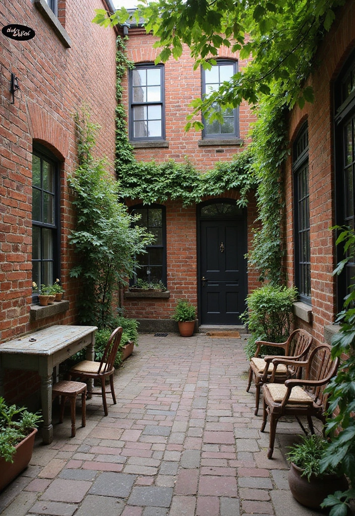 30 Brick Patio Designs That Blend Rustic and Elegant 11. Vintage Brick Courtyards