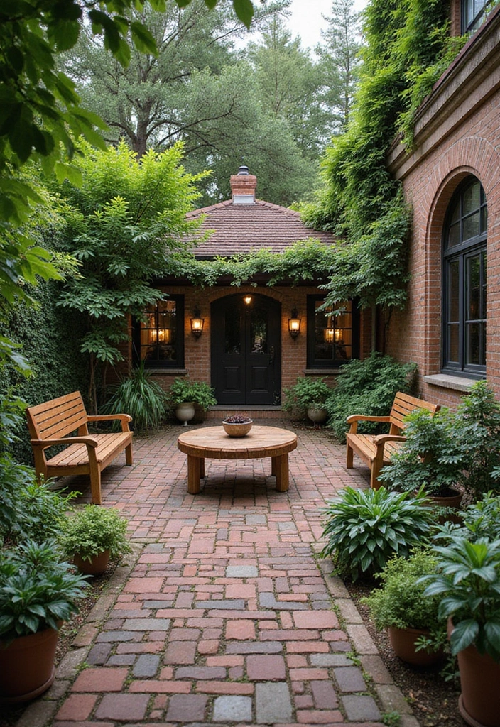 30 Brick Patio Designs That Blend Rustic and Elegant 17. Elegant Sunken Brick Patios
