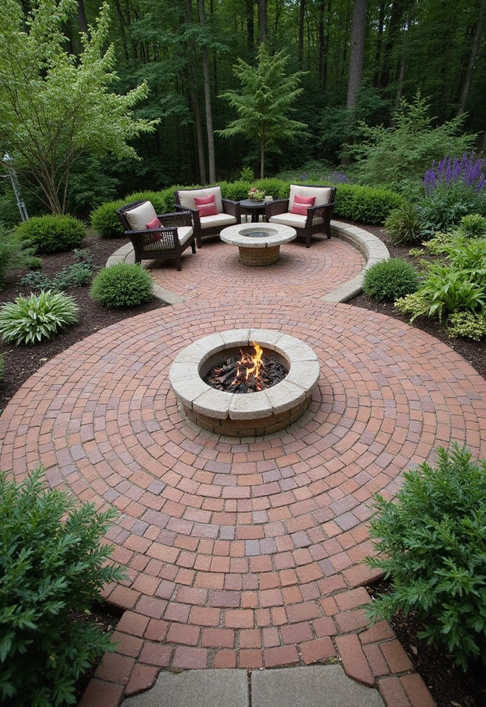 30 Brick Patio Designs That Blend Rustic and Elegant 2. Circular Brick Patterns