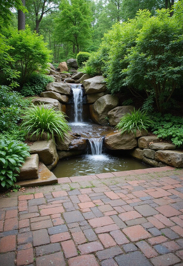 30 Brick Patio Designs That Blend Rustic and Elegant 27. Elegant Waterfall Brick Patios