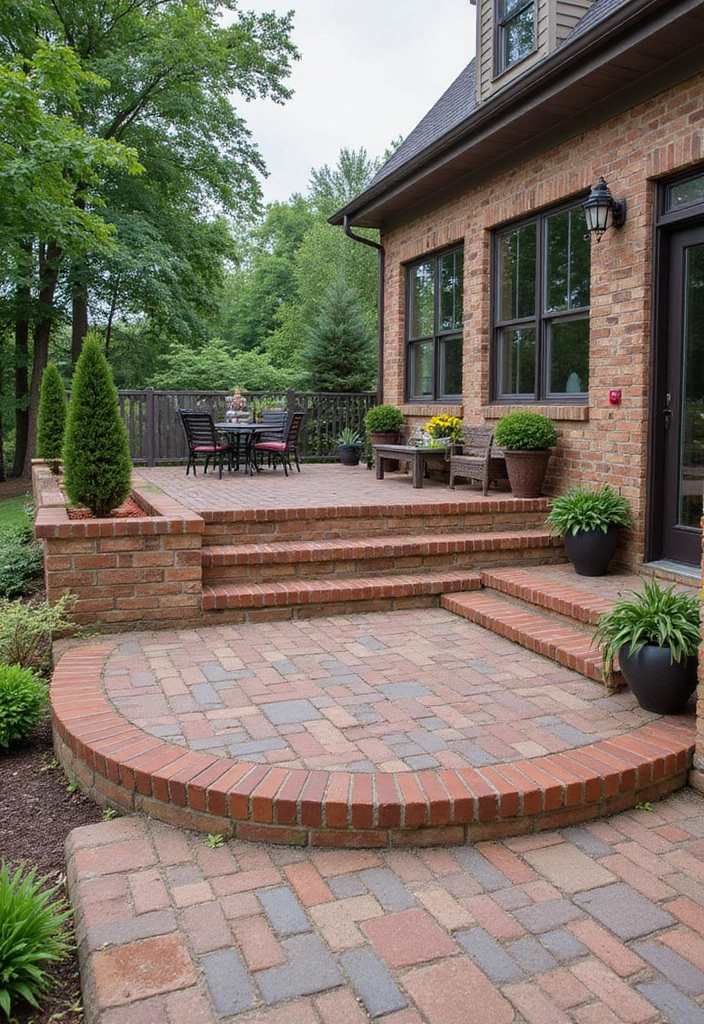 30 Brick Patio Designs That Blend Rustic and Elegant 4. Elevated Brick Patios