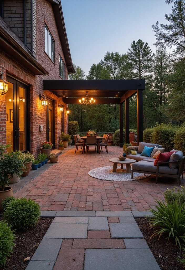 30 Brick Patio Designs That Blend Rustic and Elegant 5. Rustic Brick with Modern Accents