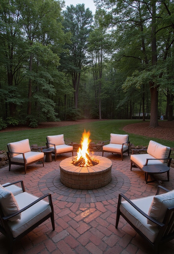 30 Brick Patio Designs That Blend Rustic and Elegant 9. Rustic Brick with Elegant Fire Features
