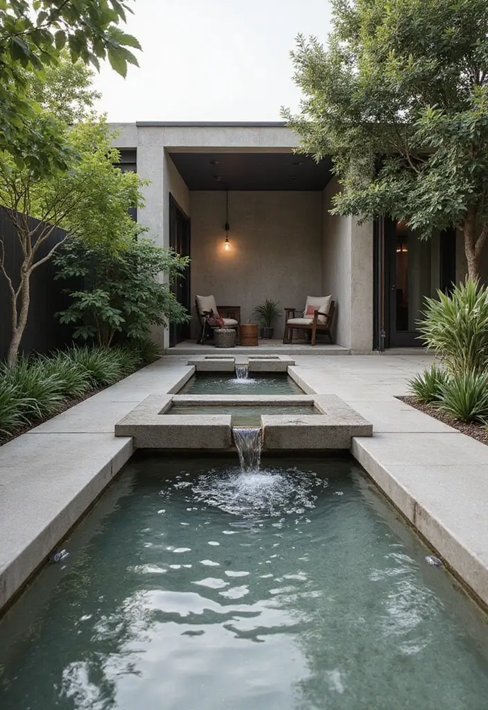 30 Concrete Patio Ideas That Look Sleek and Modern 12. Concrete Water Features
