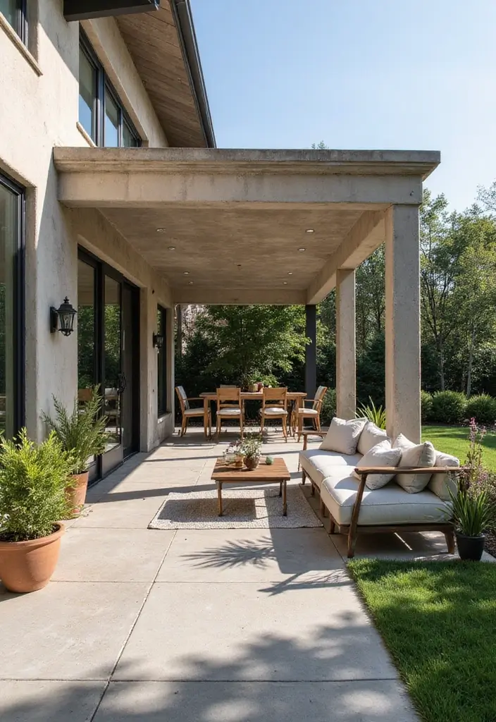 30 Concrete Patio Ideas That Look Sleek and Modern 15. Concrete Shade Structures
