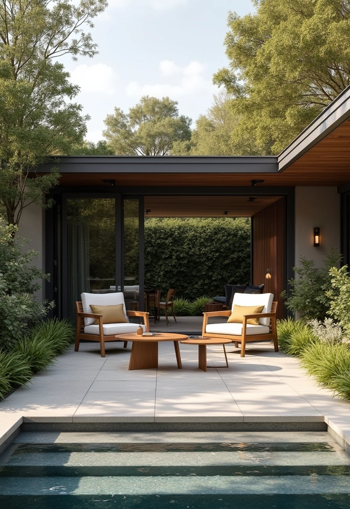 30 Concrete Patio Ideas That Look Sleek and Modern 20. Concrete and Wood Fusion