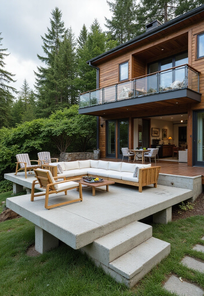 30 Concrete Patio Ideas That Look Sleek and Modern 9. Elevated Concrete Deck