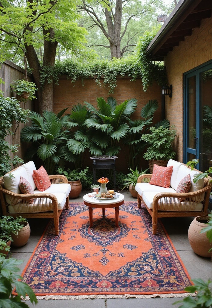30 Deck and Patio Ideas That Blend Perfectly Together 8. Outdoor Rugs