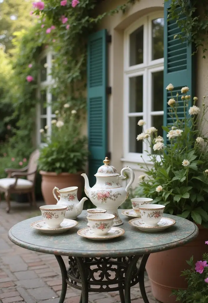 30 French Patio Designs That Feel Elegant and Romantic 14 30 French Patio Designs That Feel Elegant and Romantic 14. Vintage Tea Sets