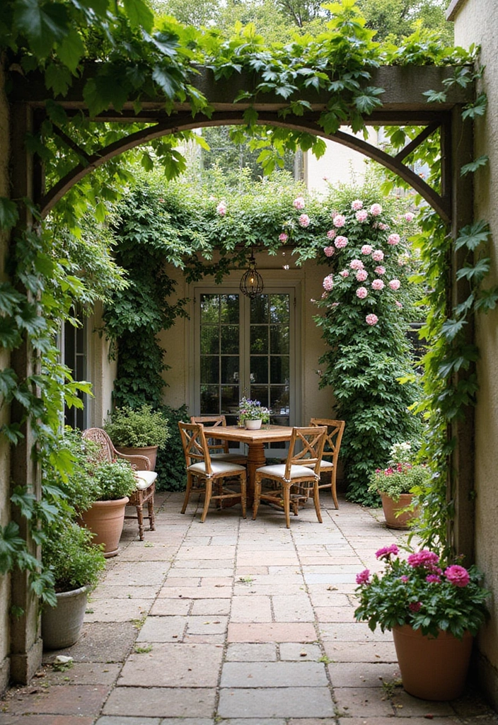 30 French Patio Designs That Feel Elegant and Romantic 20 30 French Patio Designs That Feel Elegant and Romantic 20. Flowering Climbing Plants