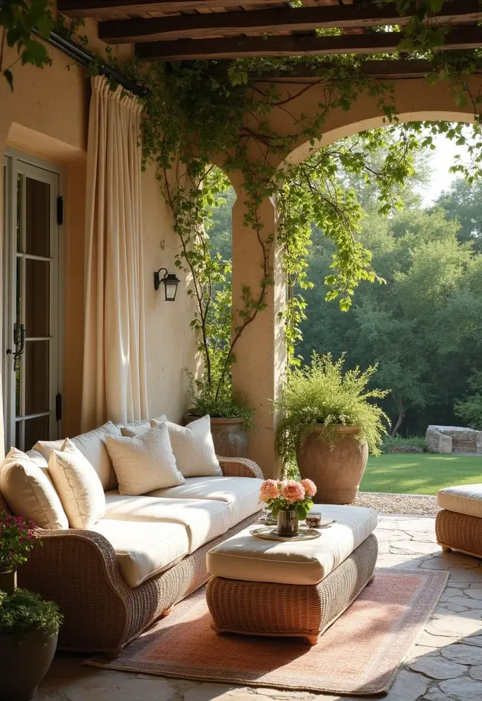 30 French Patio Designs That Feel Elegant and Romantic 8 30 French Patio Designs That Feel Elegant and Romantic 8. Soft Fabrics and Textiles