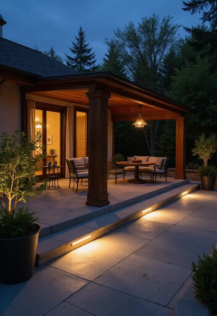 30 Modern Patio Inspirations With Sleek Minimalist Style 16. Integrated Lighting for Ambiance